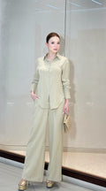 Liora Premium Linen Set in Natural Oat, real model hero view