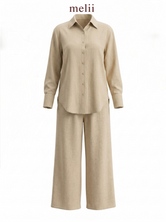 Liora Premium Linen Set in Natural Oat, product-only view
